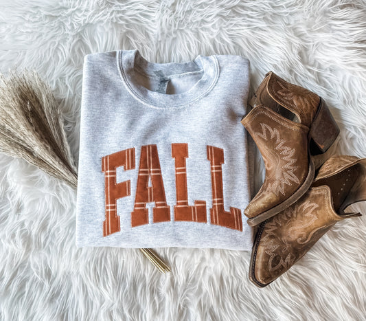 Fall Plaid Embroidered Sweatshirt