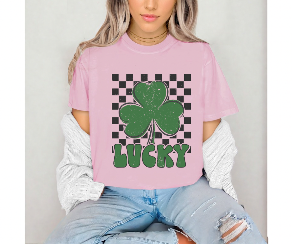 Shamrock Lucky Face St. Patrick’s Day Crew/Tee