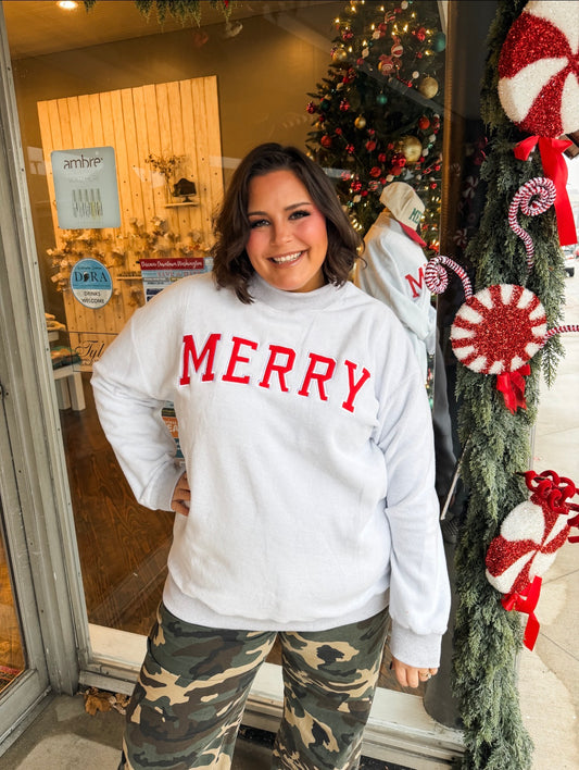 Embroidered Merry Mock Neck Inside-Out Sweatshirt — Top Notch Exclusive