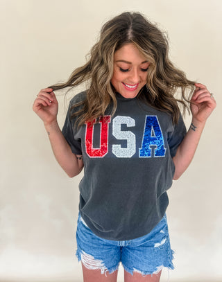 Sequin USA Embroidered Tee
