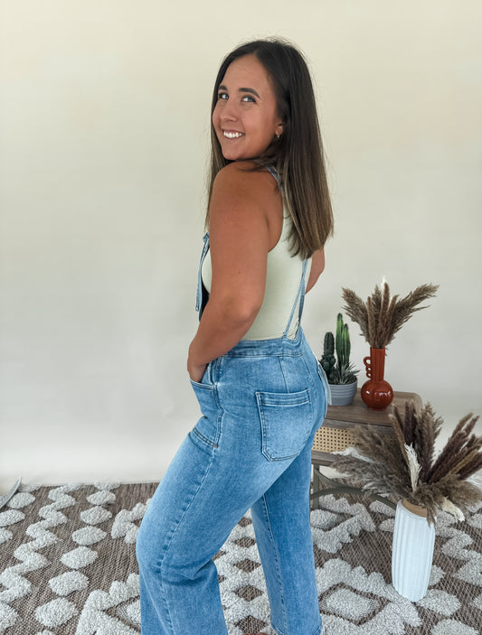Dream Cropped Denim Overalls