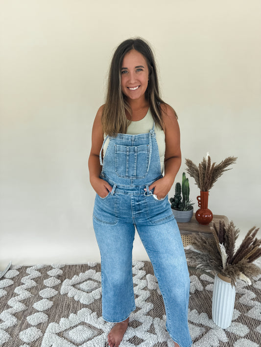 Dream Cropped Denim Overalls