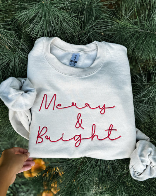 Merry&Bright Embroidered Crew