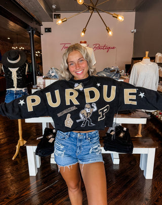 Purdue Patched Up Cropped Long Sleeve