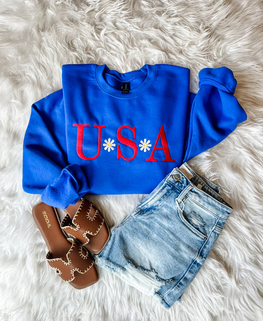 USA Flower Power Crewneck