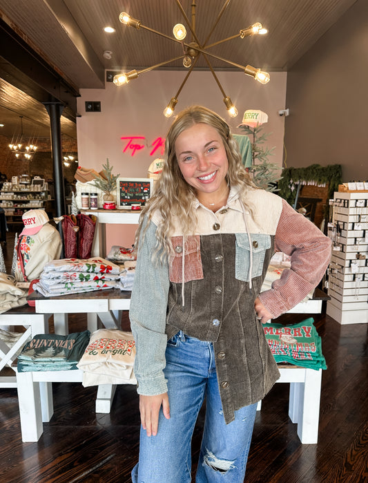 Olive Corduroy Hoodie