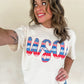 Cursive USA Embroidered Tee