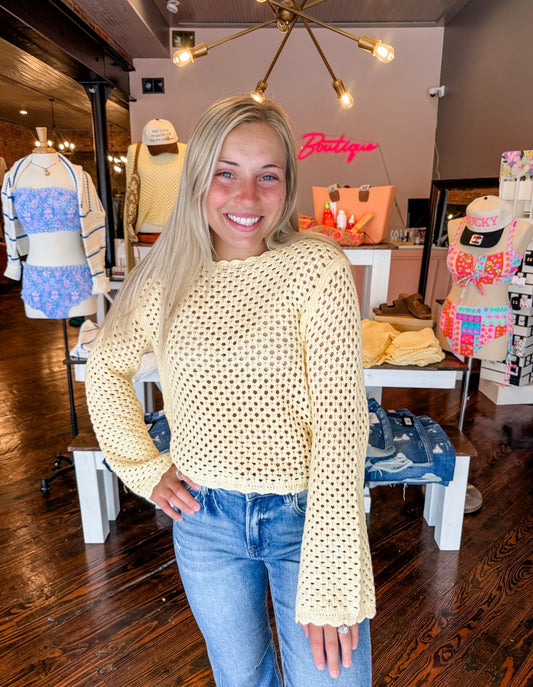 Butter Cream Crochet Sweater