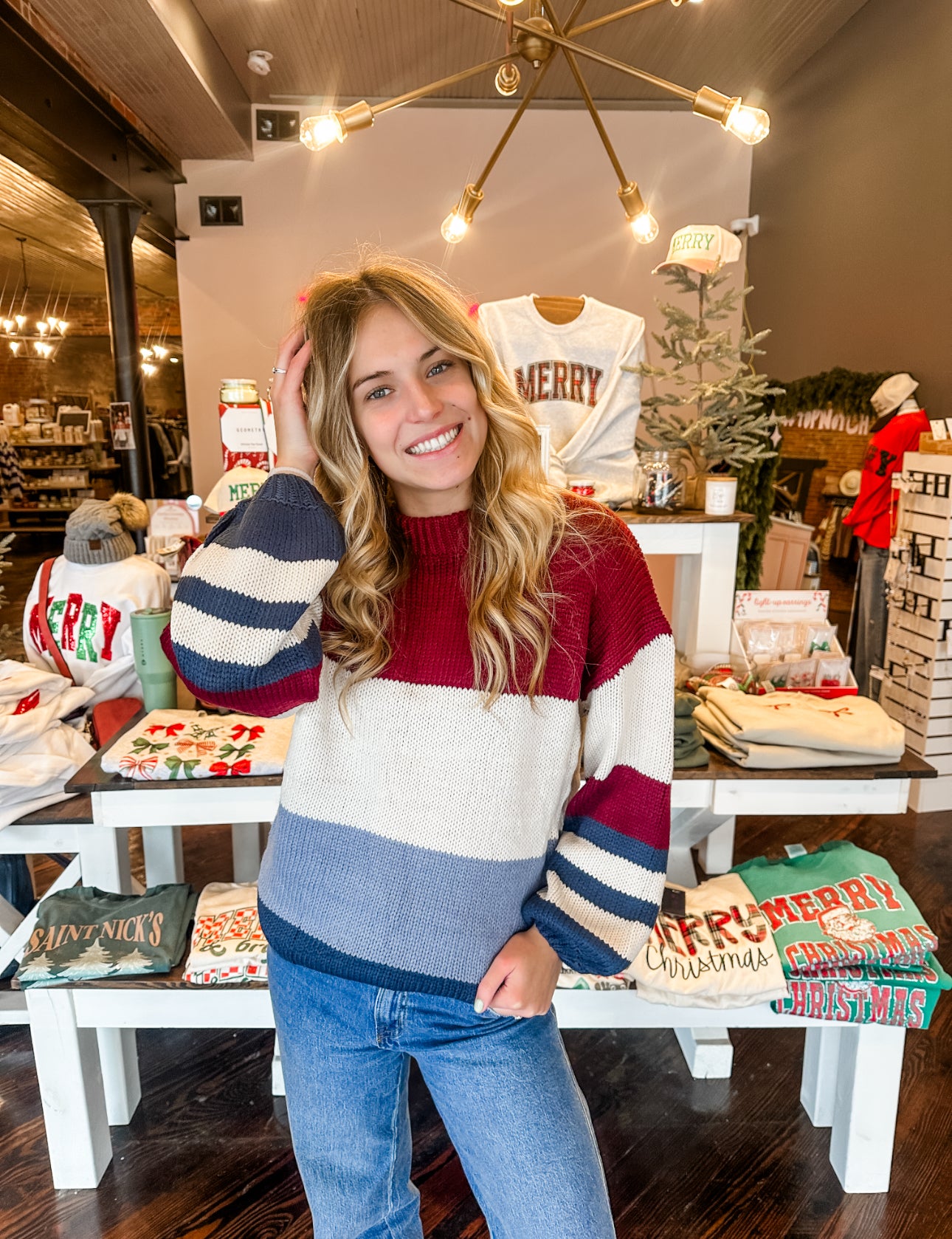 Magenta Mix Stripe Sweater