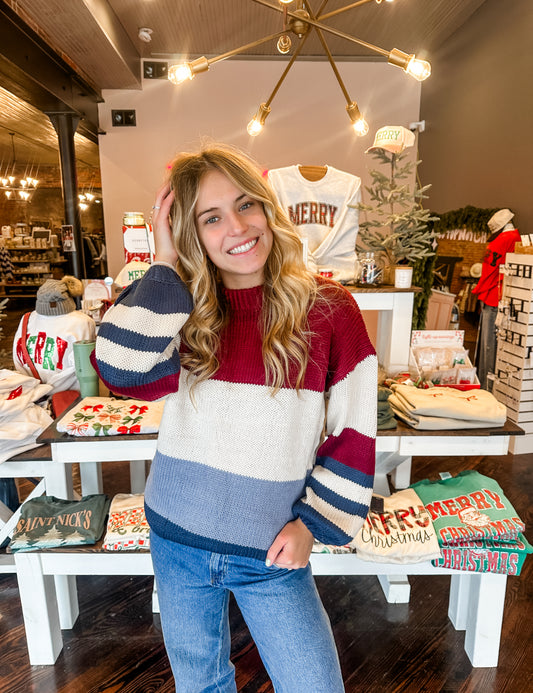 Magenta Mix Stripe Sweater