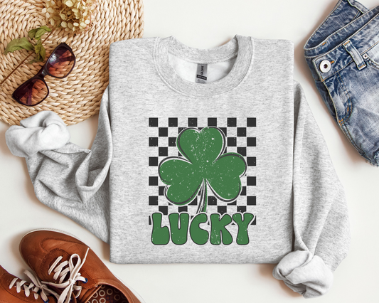 Shamrock Lucky Face St. Patrick’s Day Crew/Tee