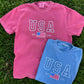 USA Flag Embroidered T Shirt