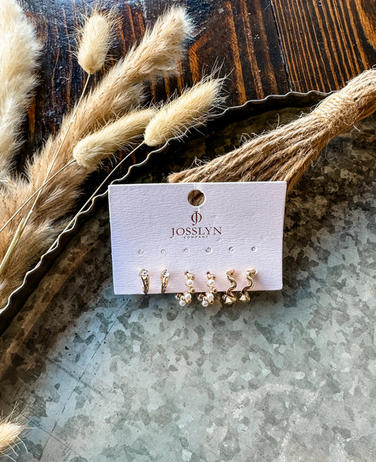 Golden Wave Earring Set