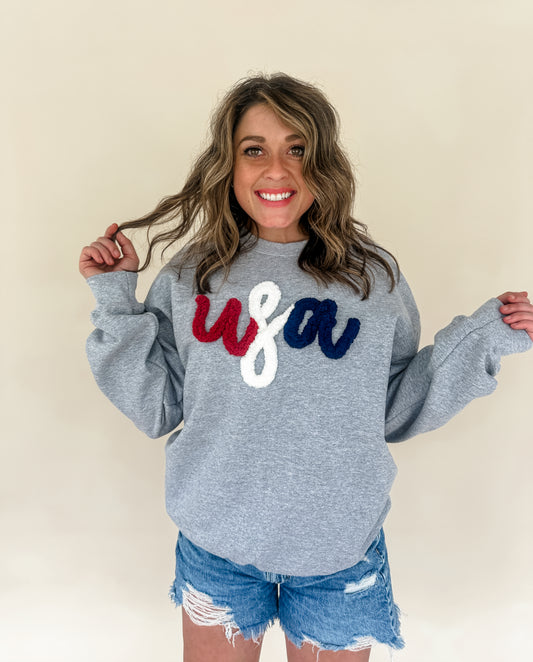 USA Chenille Yarn Sweatshirt