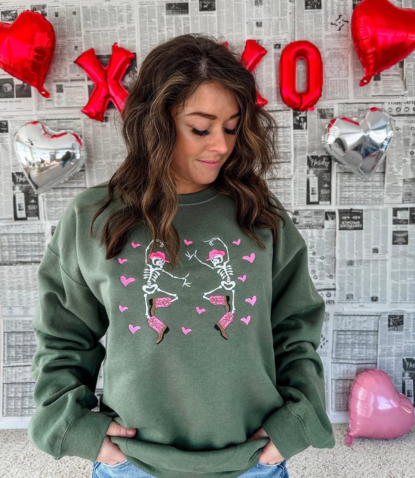 Galentine Cowgirl Embroidered Sweatshirt