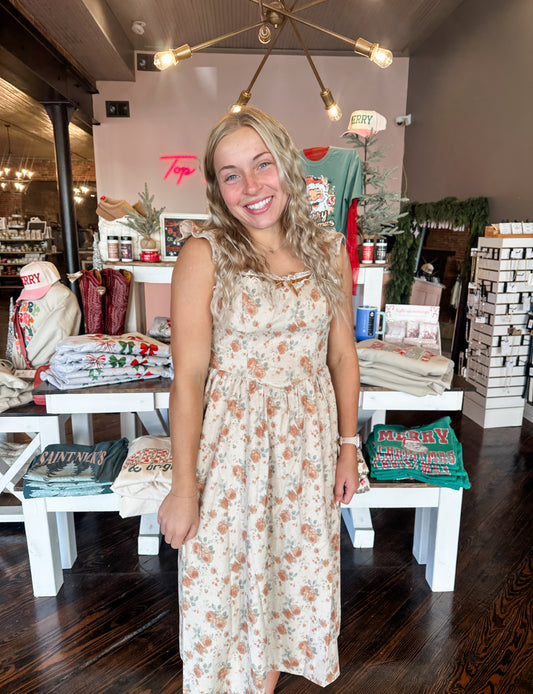 Ruffle Rose Corduroy Dress