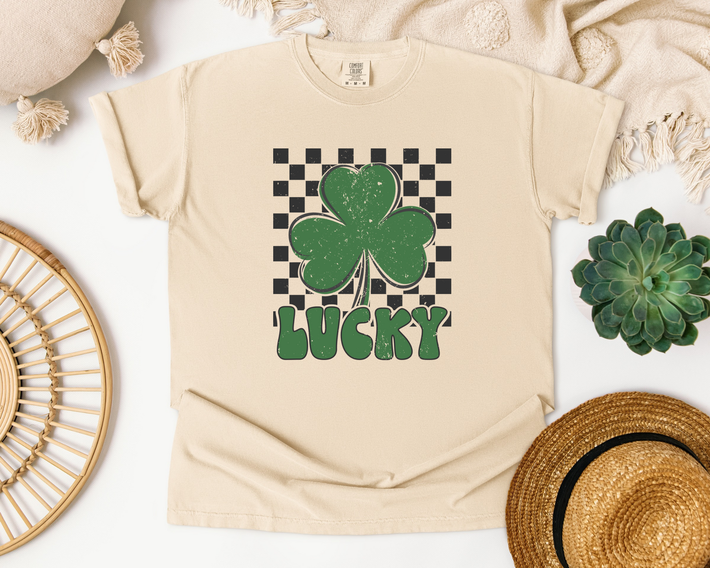 Shamrock Lucky Face St. Patrick’s Day Crew/Tee