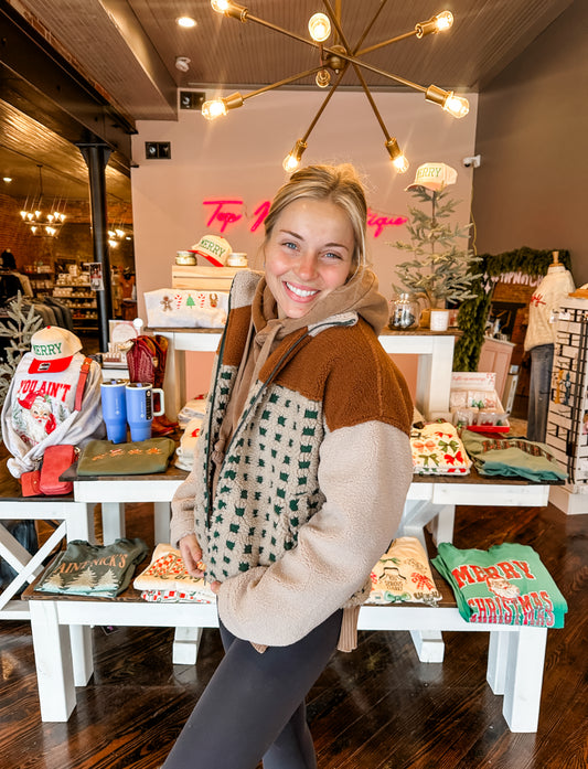 Check Mixed Sherpa Jacket