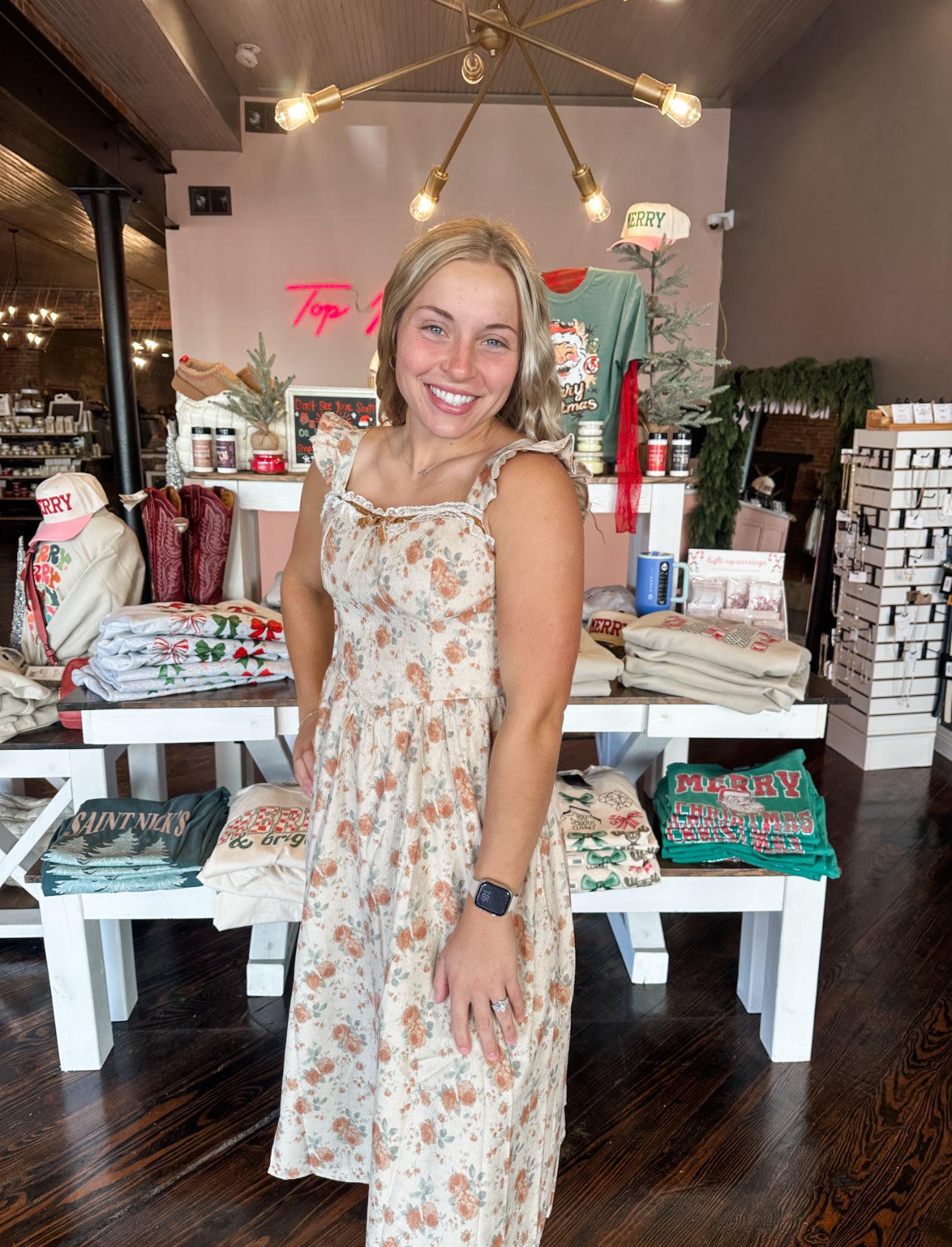 Ruffle Rose Corduroy Dress