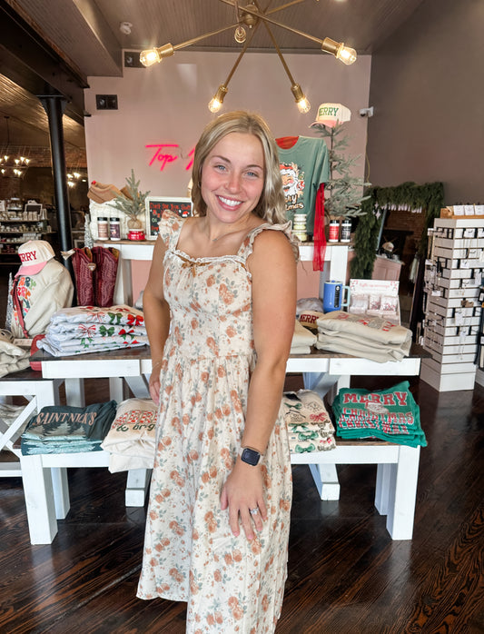 Ruffle Rose Corduroy Dress