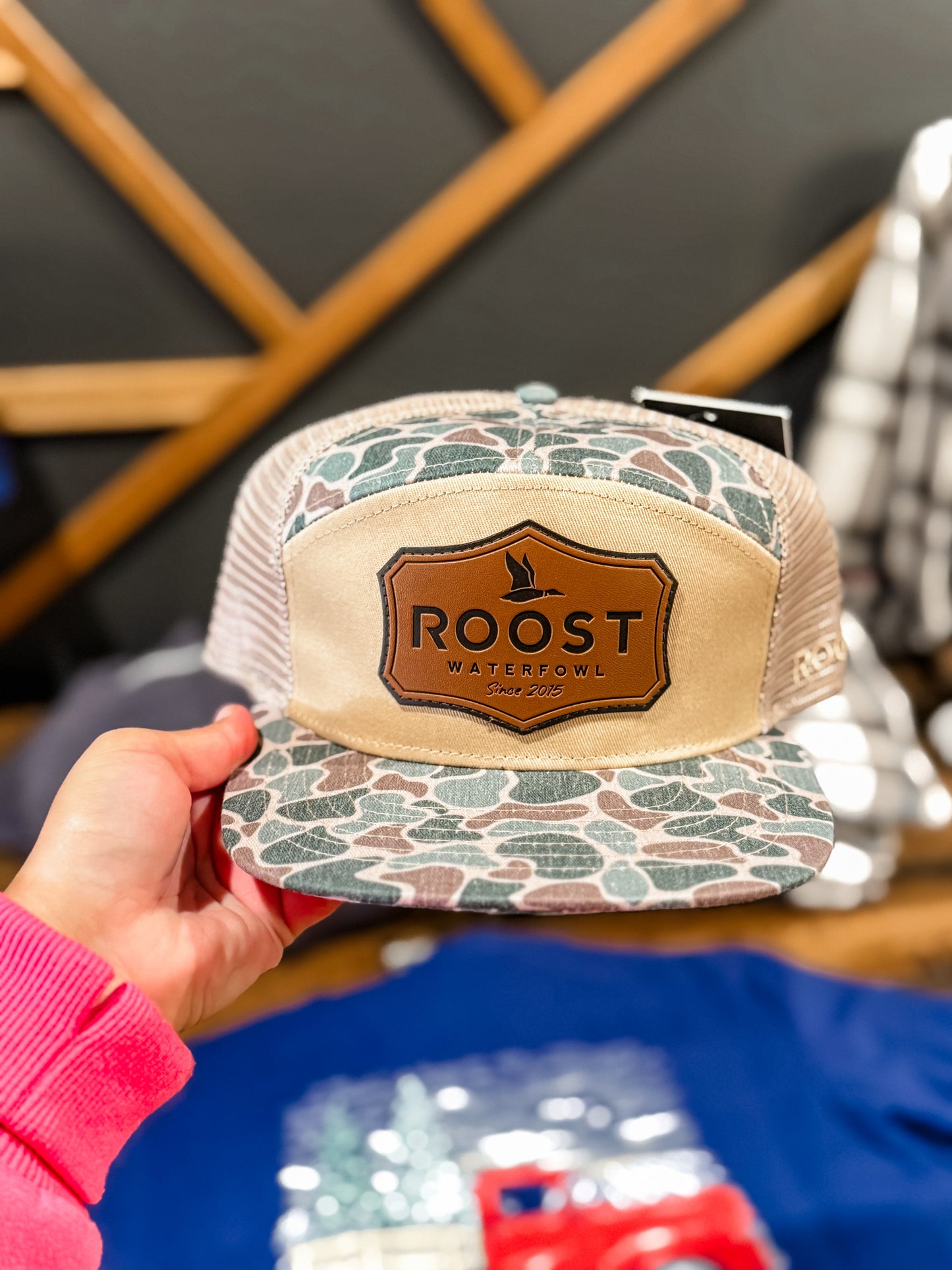 Roost Camo 7 Panel Leather Patch Hat