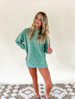 Washed Corded Crewneck By Top Notch