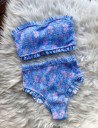 Ruffle Bandeau Two Piece Swimsuit (sold as set)
