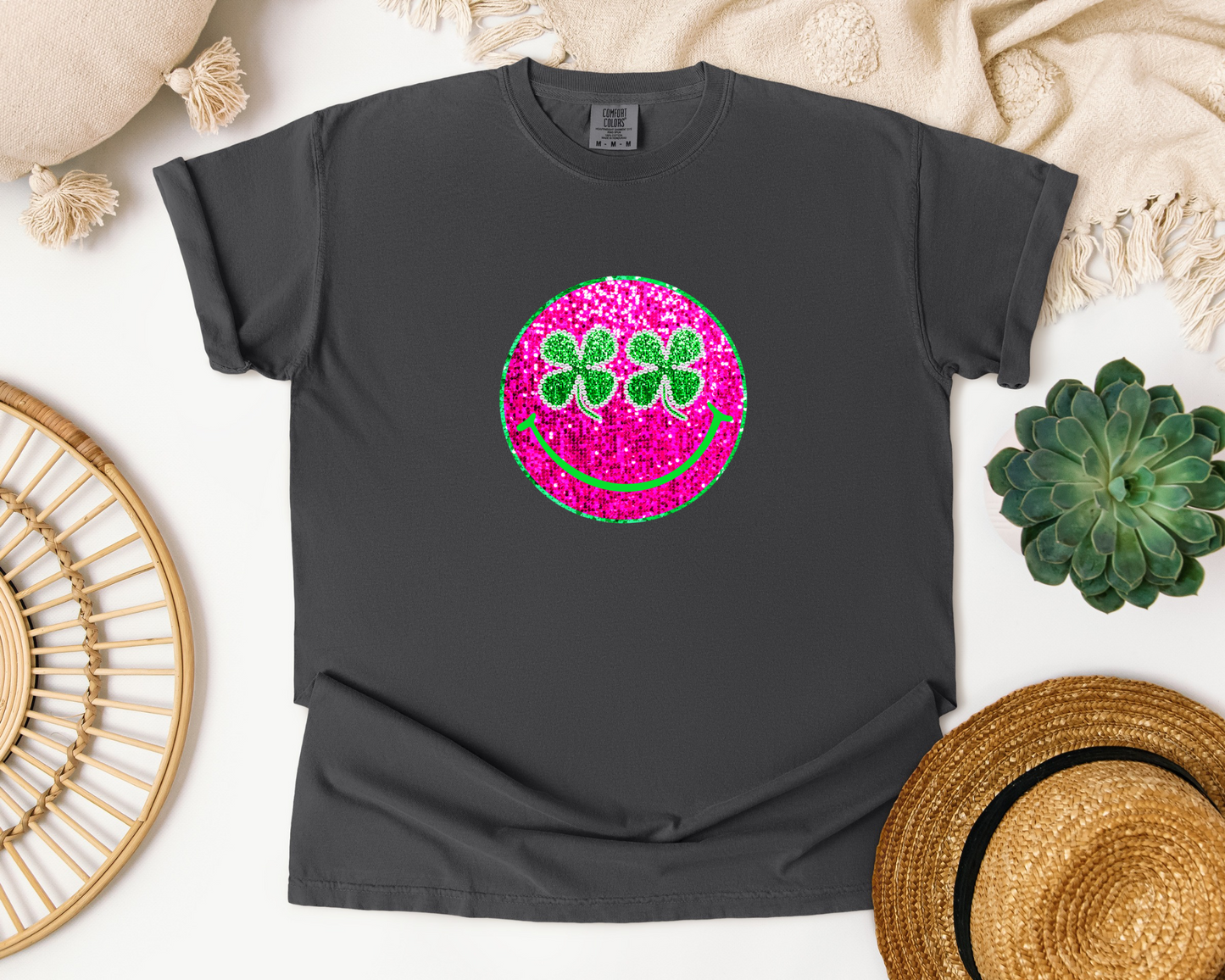 Shamrock Smiley Face St. Patrick’s Day Crew/Tee