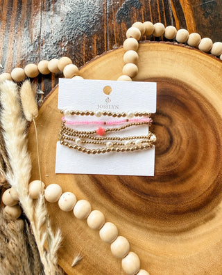 Pretty Pink Pearl Bracelet Set