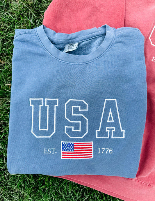 USA Embroidered Crewneck