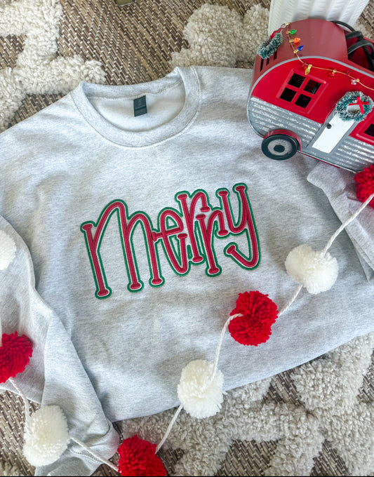 Merry Embroidered 3D Sweatshirt