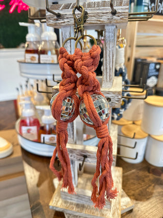 Macrame Disco Ball Keychain