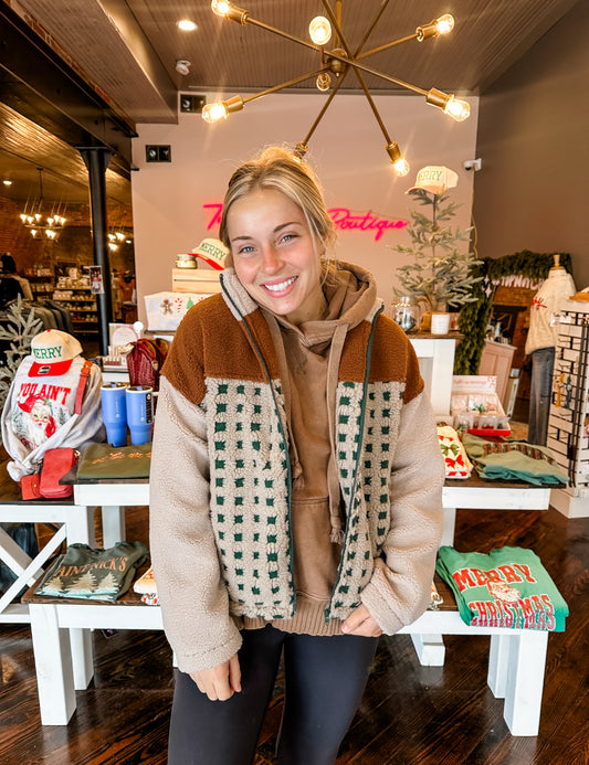 Check Mixed Sherpa Jacket