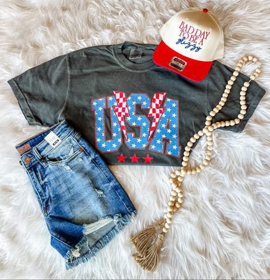Usa Retro Lightning Bolt Tee