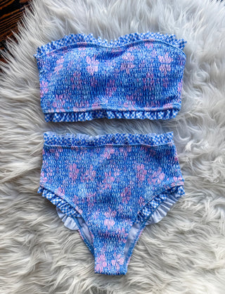 Ruffle Bandeau Two Piece Swimsuit (sold as set)