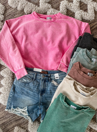 Washed Corded Crewneck By Top Notch