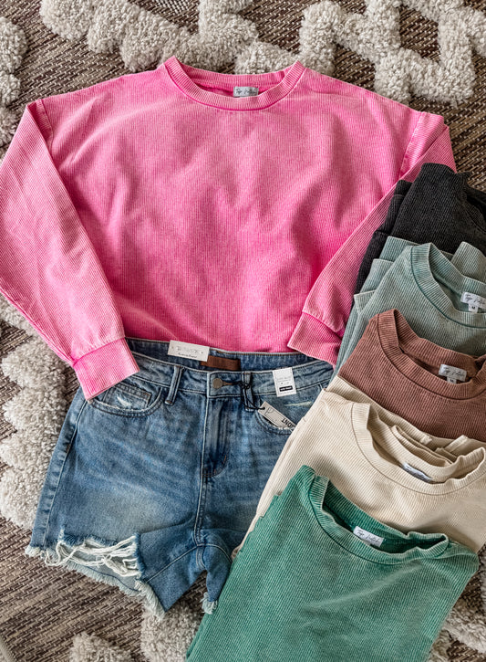 Washed Corded Crewneck