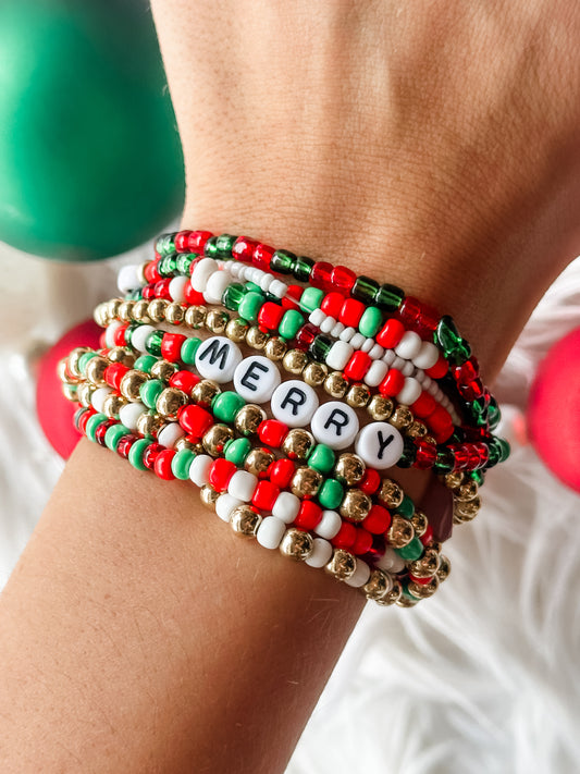 Ho Ho Ho Beaded Bracelet
