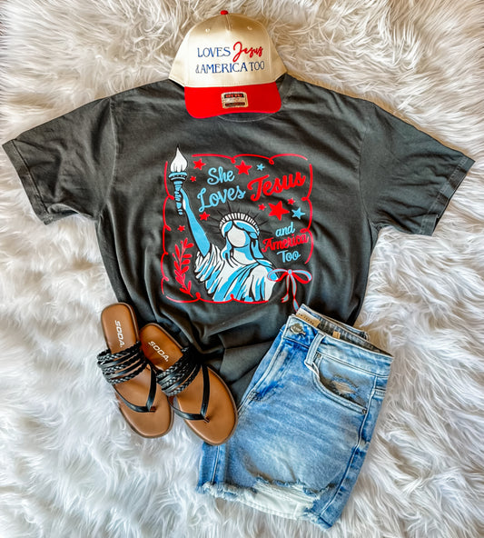 Loves Jesus & America Too Tee