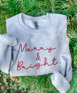 Merry&Bright Embroidered Crew