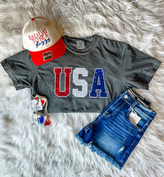 Sequin USA Embroidered Tee