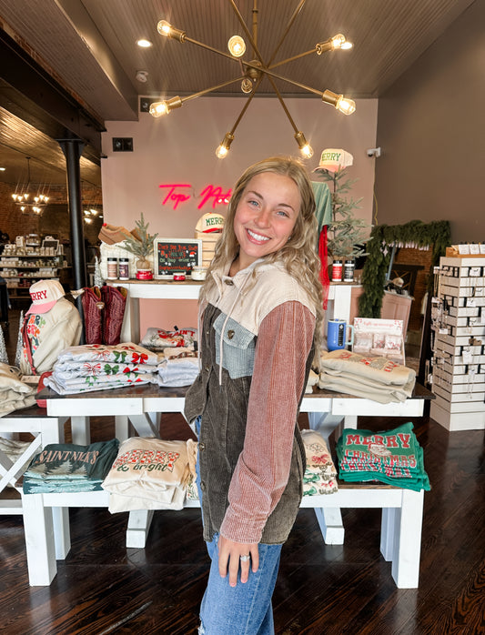 Olive Corduroy Hoodie