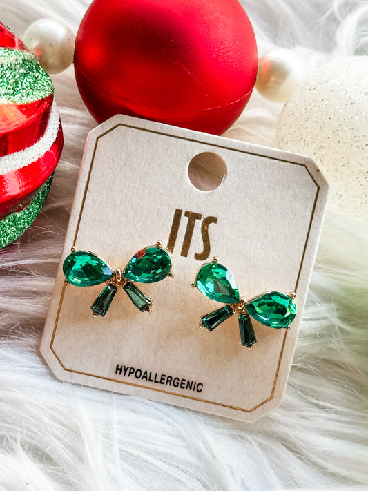 Emerald Bow Earrings