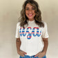 Cursive USA Embroidered Tee
