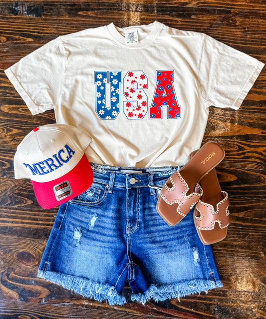 Floral Retro Usa Tee