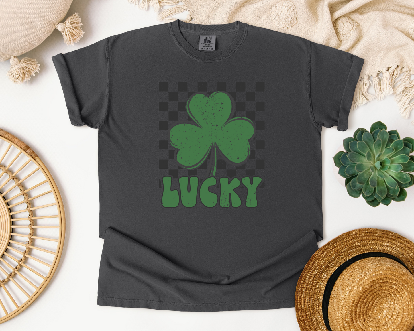 Shamrock Lucky Face St. Patrick’s Day Crew/Tee