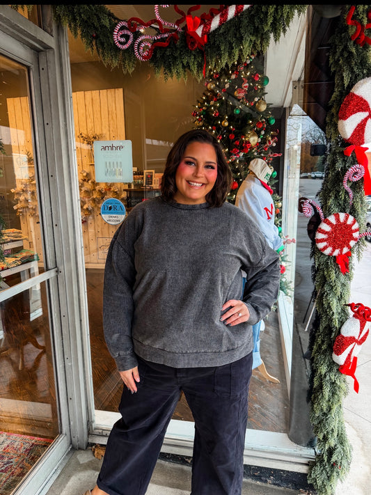 Washed Corded Crewneck