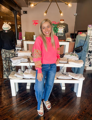 Cropped Barrel Two Tone Jeans