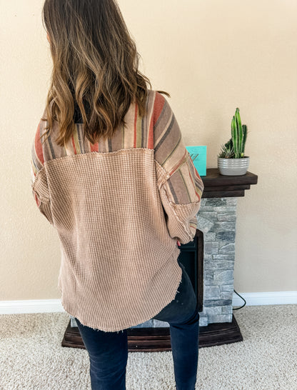 Indy Striped Waffle Top