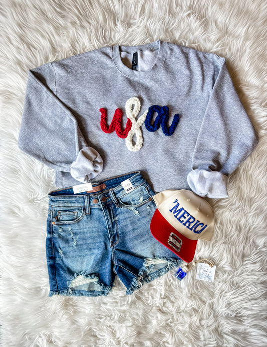 USA Chenille Yarn Sweatshirt
